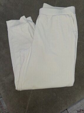 T by Talbots Stretch Rib Velour Ivory Jogger Pants NWT Sz PL